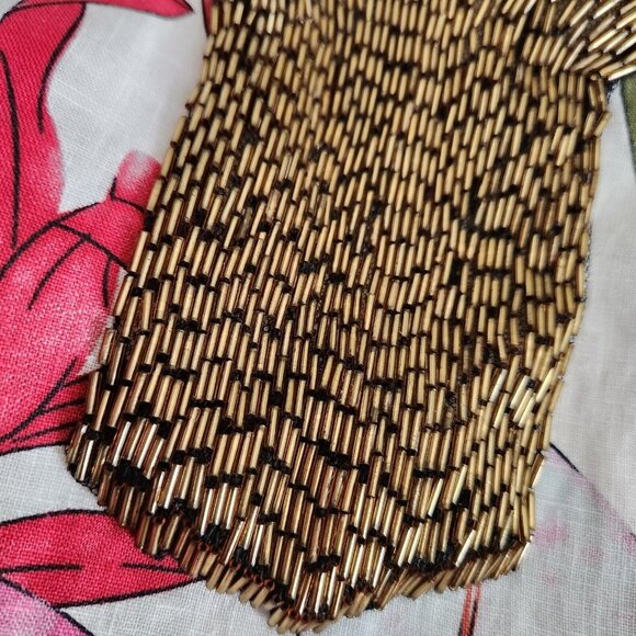 Peck & Peck 100% Linen Blouse L Floral Beaded Collar Poncho Oversize Boxy Kimono - Picture 9 of 14